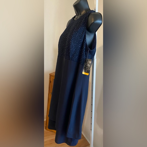 💃🏽➕David Warren New York Sleeveless Sparkle Cocktail Dress. Color:Navy. Size 14. - Picture 7 of 8